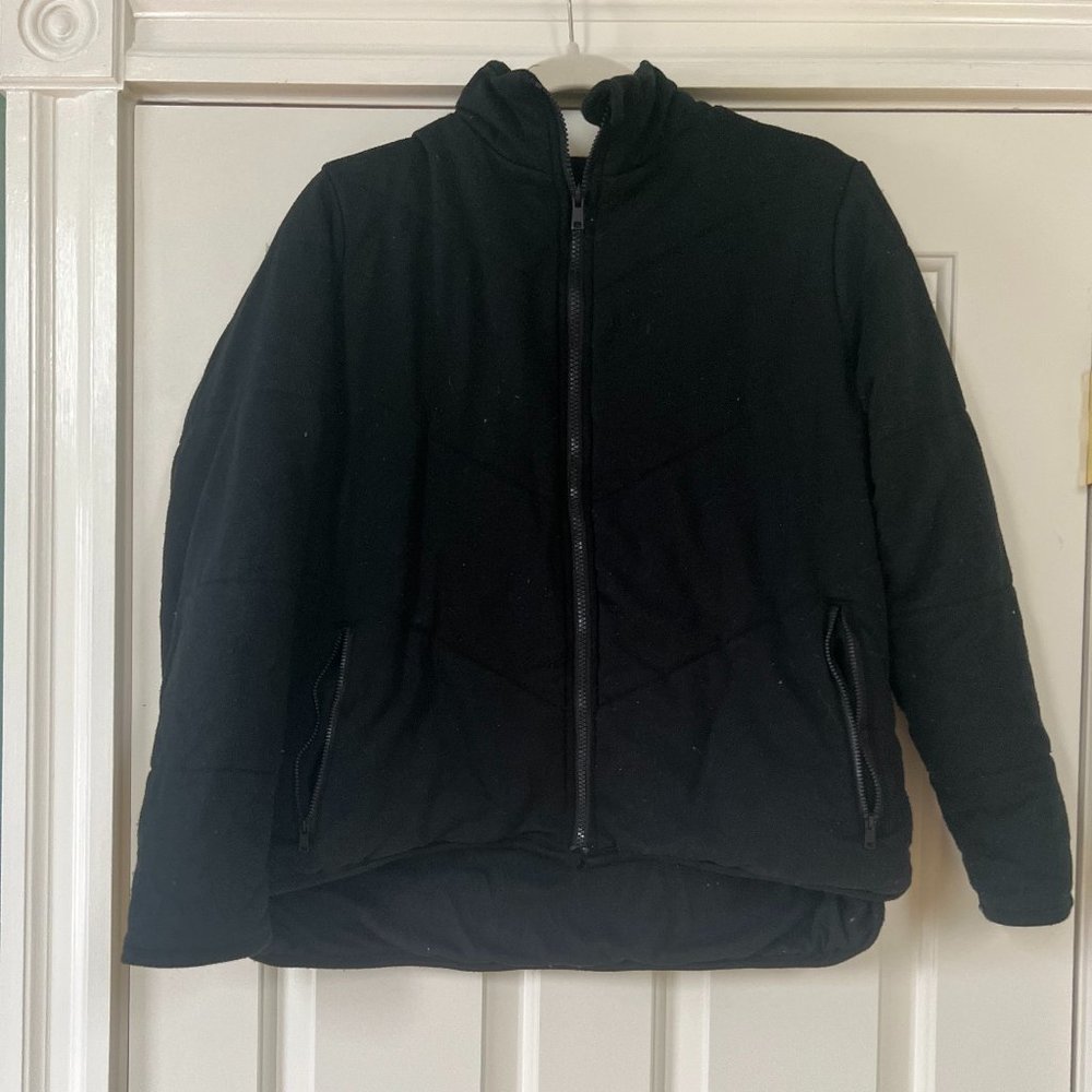 THREE DOTS Black Cropped Quilted Sweater Jacket- LARGE